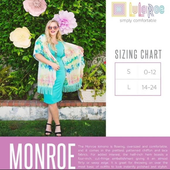 LulaRoe NWT Monroe Kimono with Black Fringe Hem Size 0-12 - Picture 13 of 13